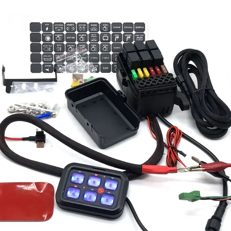 Universal 6 Gang Switch Panel 6 Position with Control Box & Stickers for Truck Boat Ship