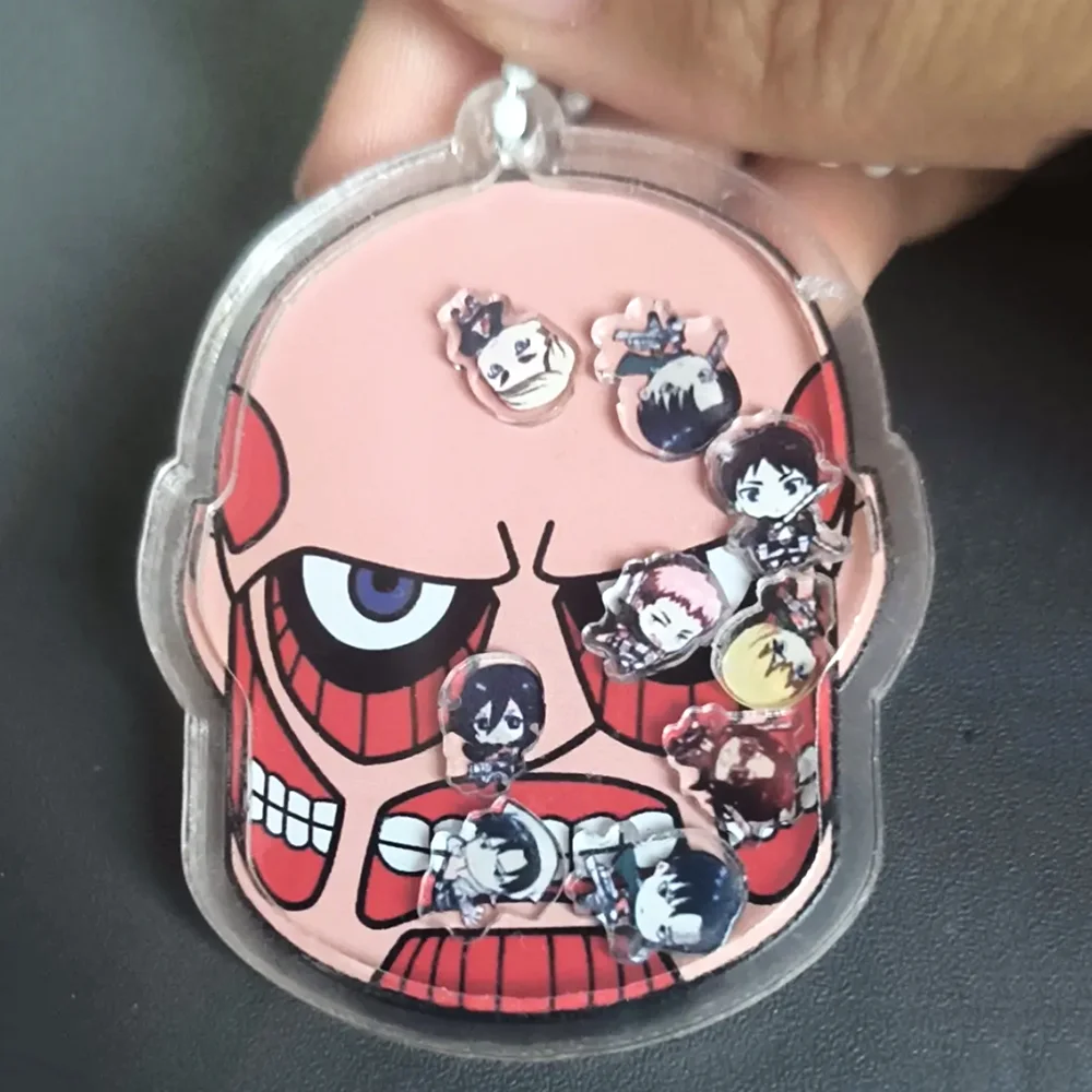 Anime Attack on Titan Pure Titan Cosplay Key Chain Acrylic Shake Cartoon Figure Keychain Backpack Pendant Keyring Accessories