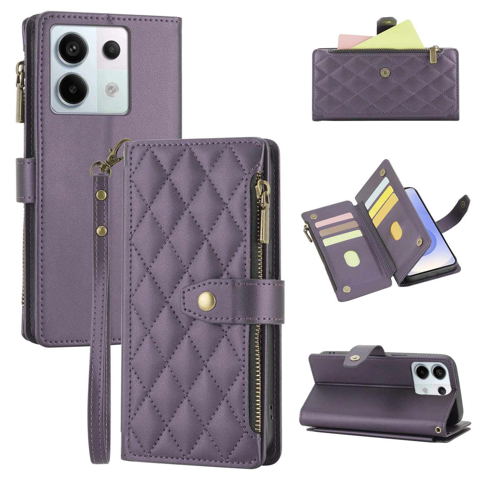 Brieftaschen-Handyhülle für Redmi Note15/14Pro/13/12/11/10/9/8Pro Multi-Kartenfach Flip-Cover Kunstleder Schutzhülle – Detail 1