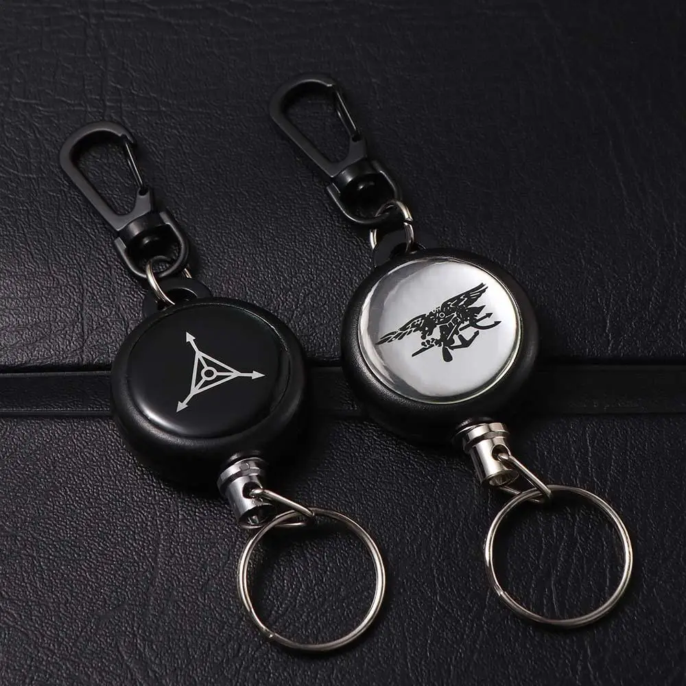 1pcs Elastic Key Chain TAD Steel Rope Burglar Tool Belt Money Retractable Key Recoil Ring Pull Chain Clip