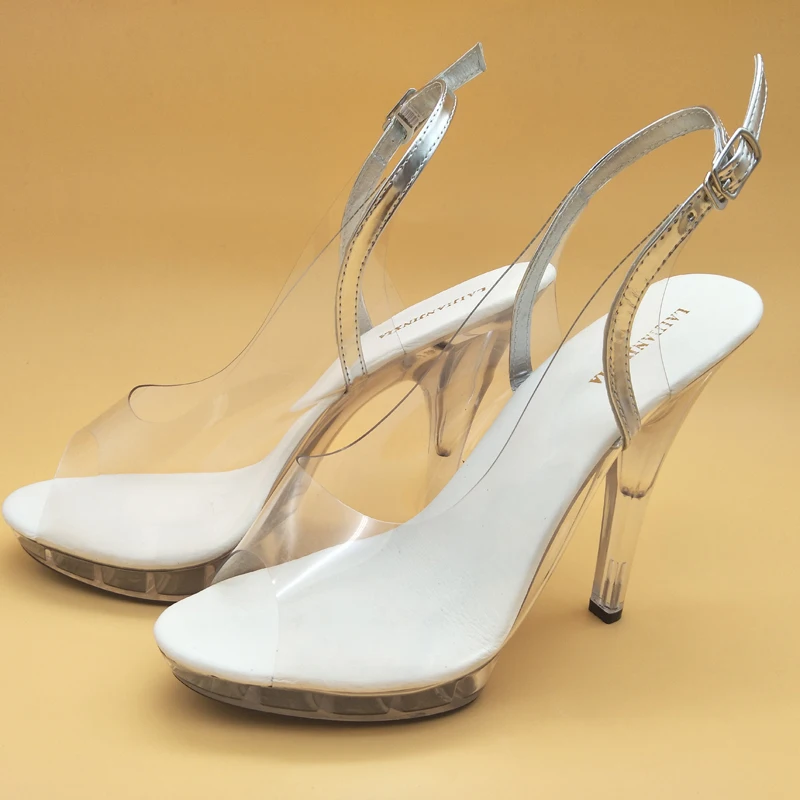 LAIJIANJINXIA-Chaussures à plateforme à talons hauts pour femmes, 13cm, 5 pouces, dessus en PVC, sandales de soirée sexy, chaussures de pole légiti, N011, nouvelle mode