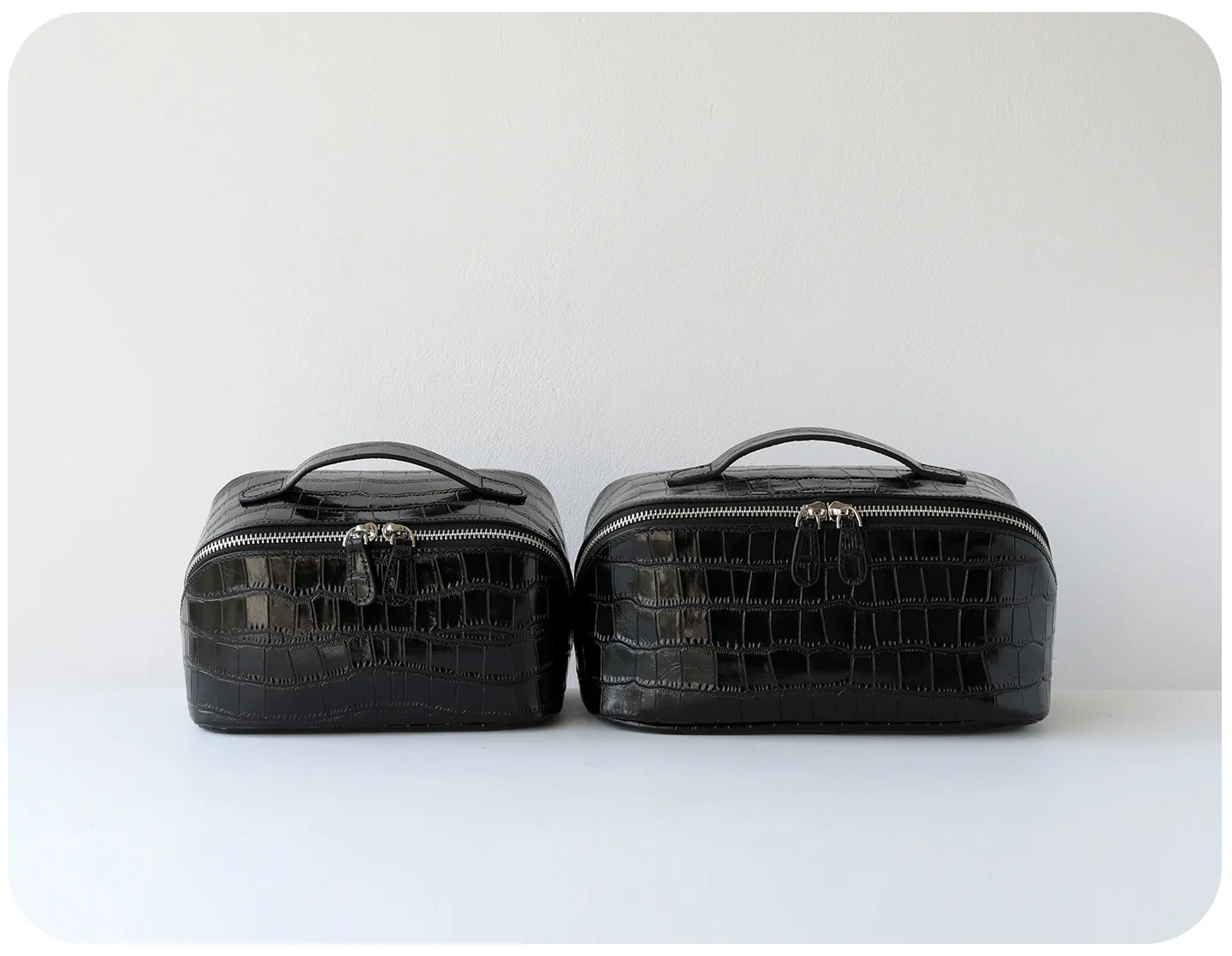 Waschtasche aus echtem Leder mit Krokodilstruktur, großes Fassungsvermögen, Reise-Kosmetik- und Toilettenartikel-Organizer, Damentasche, Make-up-Tasche, Luxustasche – Detail 17