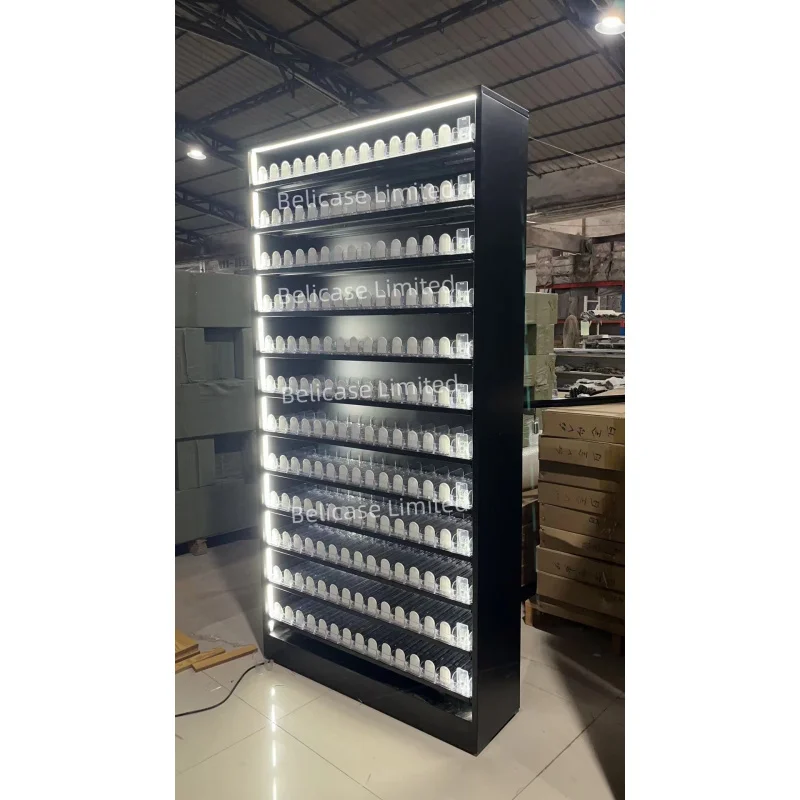 (customized)Retail Smoke Shop Shelves Metal Display Storage Cabinet Store Metal Display Rack