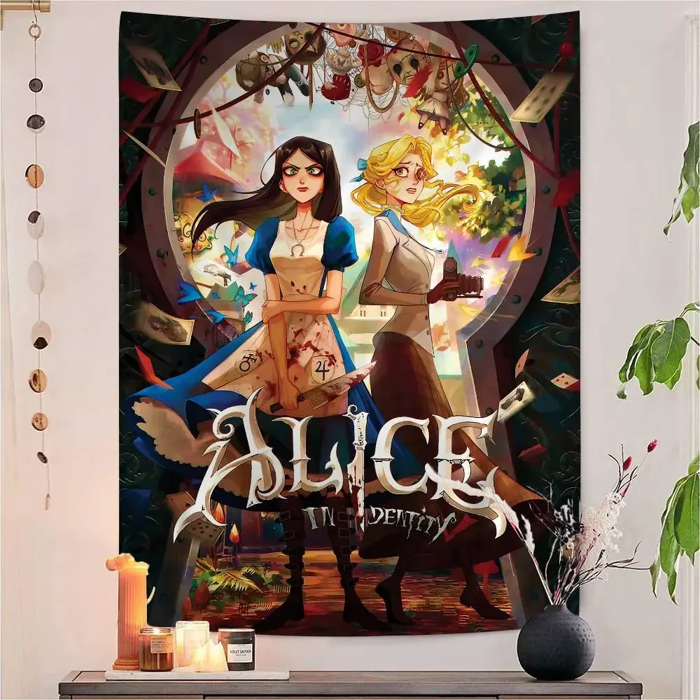 A-Alice M-Madness R-Returns Cartoon Tapestry Wall Hanging Decoration Household Home Decor