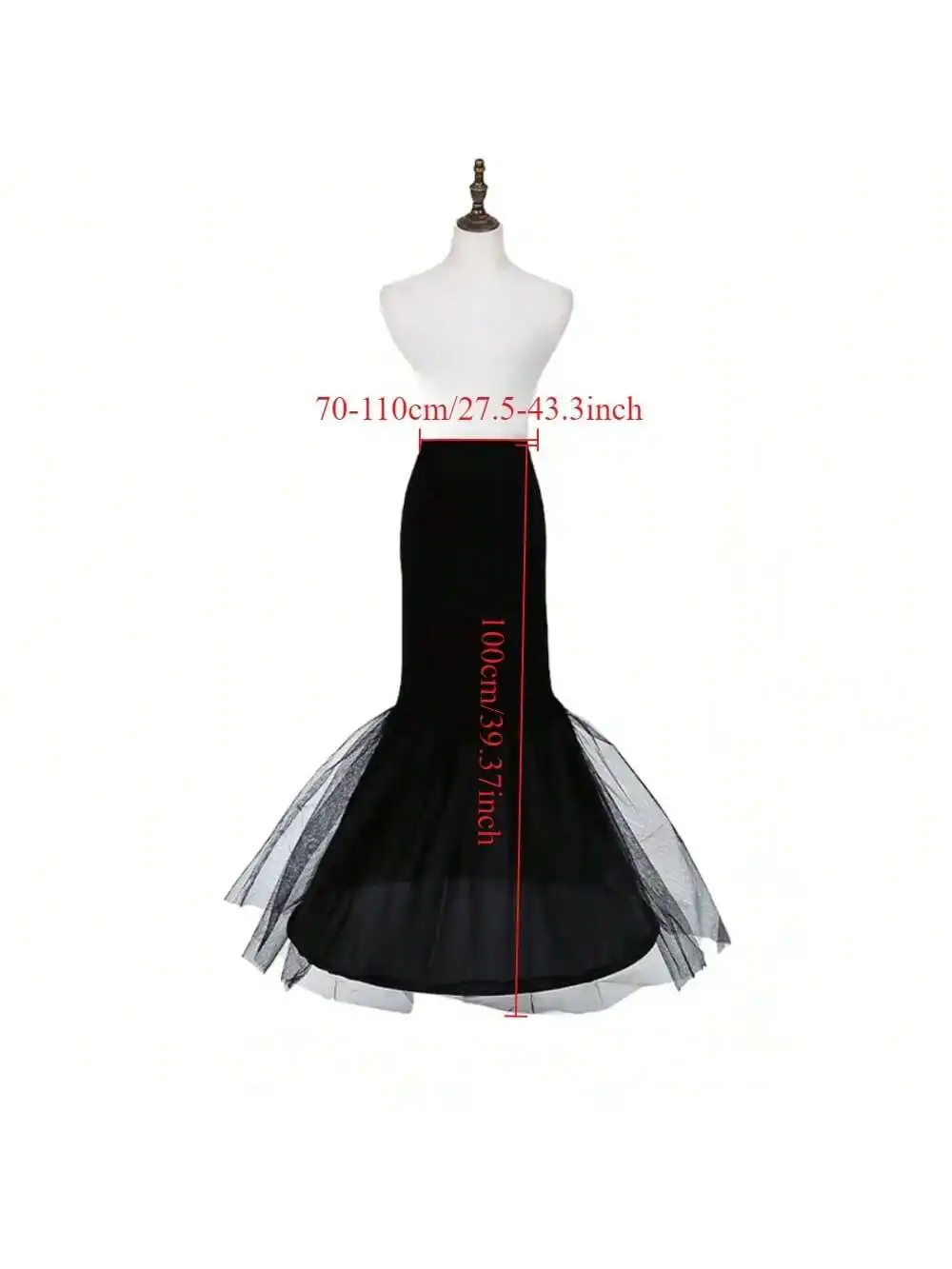 Schwarzer Hoop Langer Petticoat Krinoline Ballkleid Rock Unterrock Hochzeitsaccessoires – Detail 6
