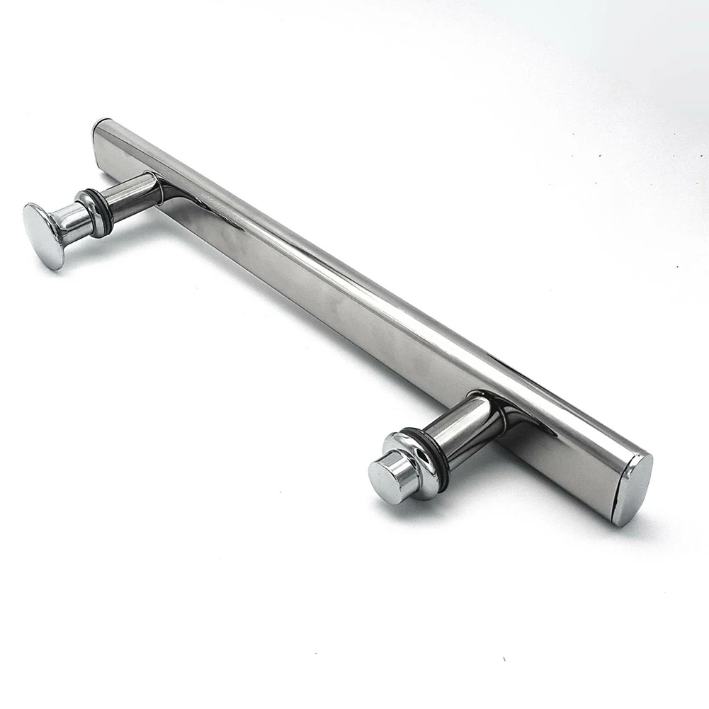 

1pc 304 Stainless Steel Glass Door Knobs Handles Bathroom Shower Handle 145mm Hole Centres 220mm Long Home Hardware accessor