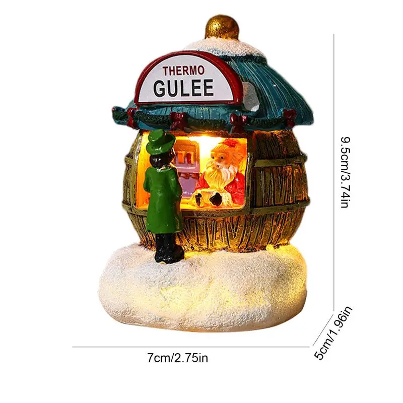 تمثال لمنزل عيد الميلاد بضوء LED ، ديكور منزلي ، زينة متوهجة من الراتنج ، حرفة متجر سانتا ، أحدث هدية للعطلات للأطفال