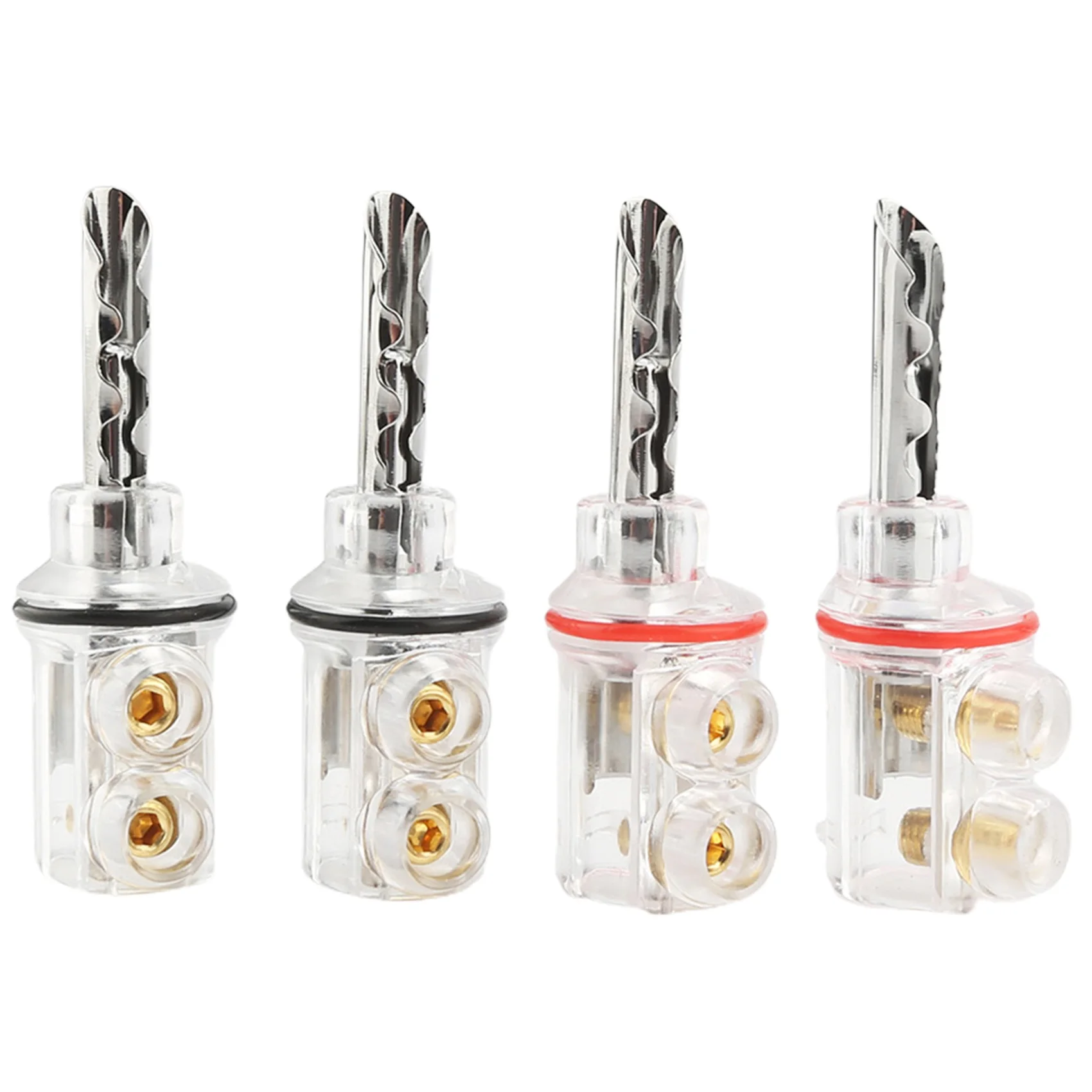 4 Pcs Hifi Audio Rhodium Plated BFA Banana Transparent Cover Audio Banana Plug 1Set 4mm for Speaker Cable