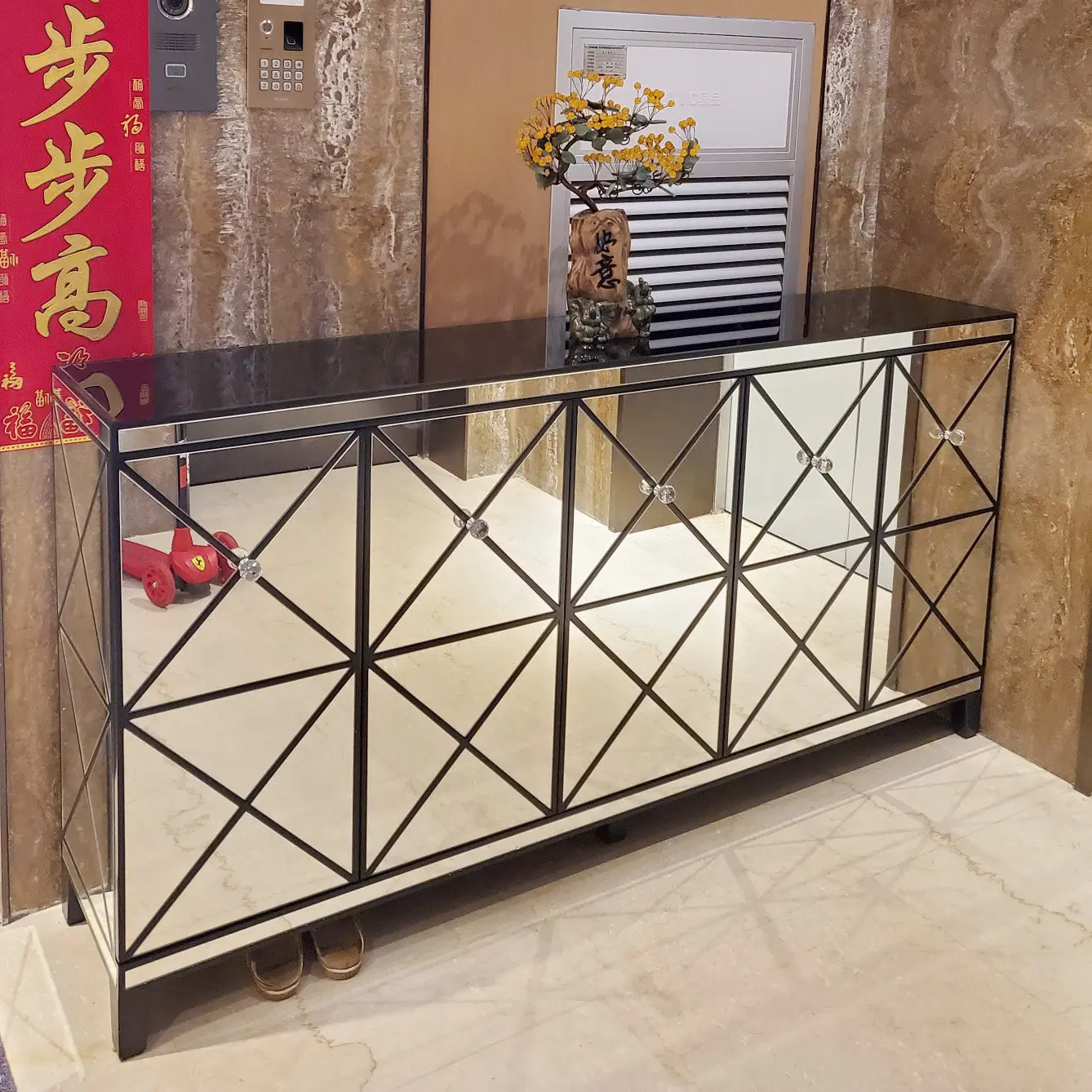 Light luxury entrance shoe cabinet mirror furniture foyer cabinet storage locker