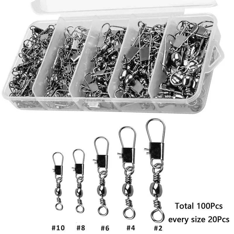 100pcs/set rybaření konektor obrtlíky interlock špendlík špendlík ložisko kolejových otočný drobnost otočný pro fishhook carpa zlákat příslušenství