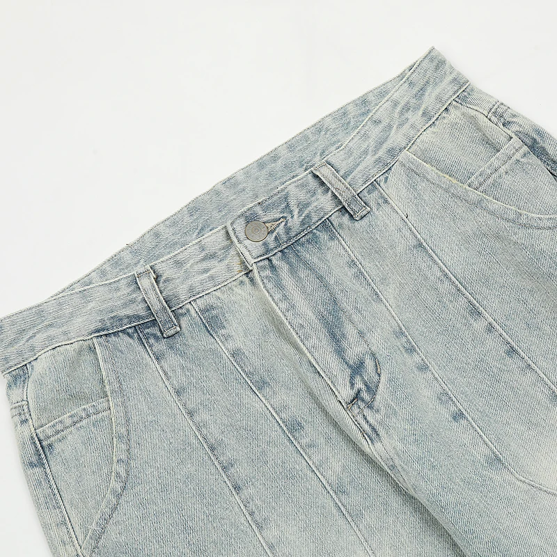 UPRAKF Spliced JeansBlack Streetwear Blue Denim Pants Casual Fashion Trousers Washed Harajuku Pocket