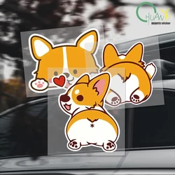 Car Cartoon Car Sticker Corgi Sticker Electric Car Motorcycle Rain Auto Sticker for Window Body Decor Helmet Sticker