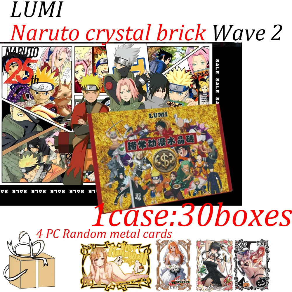 New LUMI Naruto Crystal Brick Wave 2 Acrylic  Culture Anime Uzumaki Uchiha Sasuke Character Collection Cards Children Toy Gift