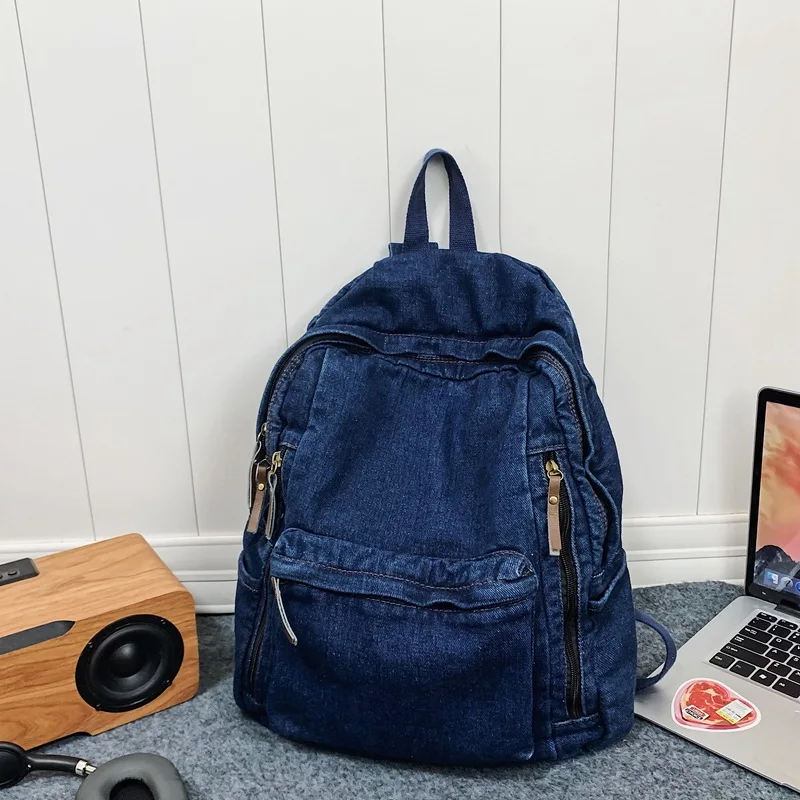 Denim Bag Women\'s Backpack Cowboy Fabric Bag Backpack Korean Version Of The Shoulder Bag College Bag Backpack Rucksack Backpack