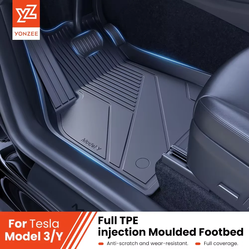 YZ For Tesla Floor Mats Model 3 Y 2021-2024 Car Four Seasons Waterproof Non-slip Floor Mat NEW  TPE Special Car Accessories