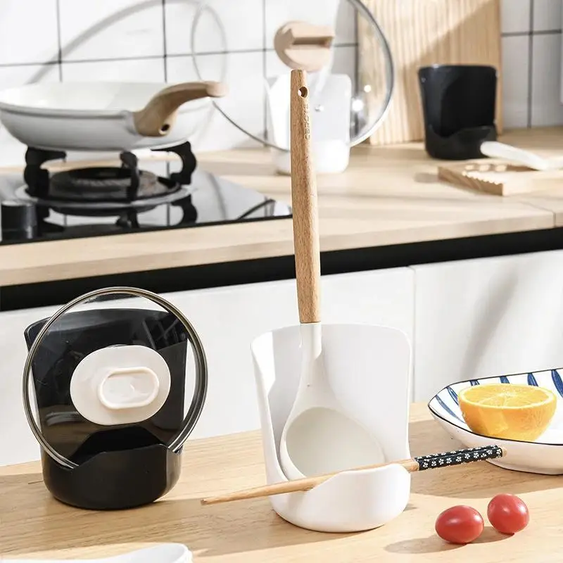 Minimalist Heat Resistant Ceramic Pot Lid Rack Non-Slip Cream Style Spatula Rest for Home Cooking Use Gift