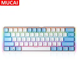 MUCAI MK61 USB oyun mekanik klavye kırmızı anahtarı 61 tuşları kablolu ayrılabilir kablo RGB arkadan aydınlatmalı sıcak değiştirilebilir