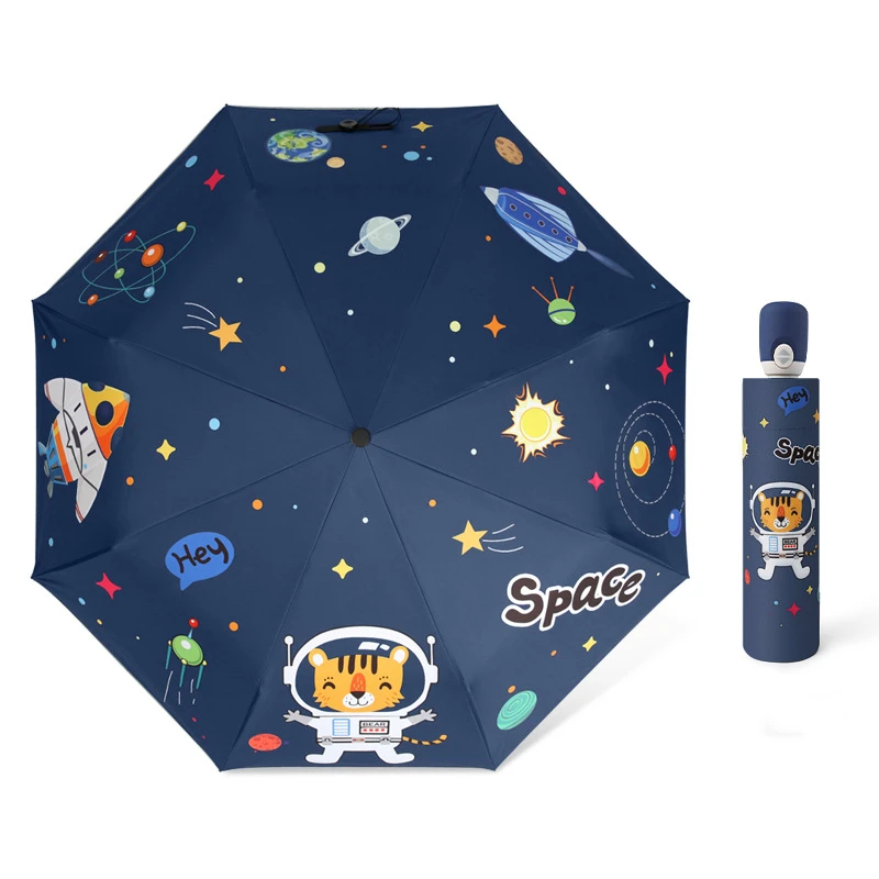 Parapluie automatique pour enfants, coupe-vent, pluie, licorne, pliant, revêtement noir, Anti UV, Parasol pour enfants, filles