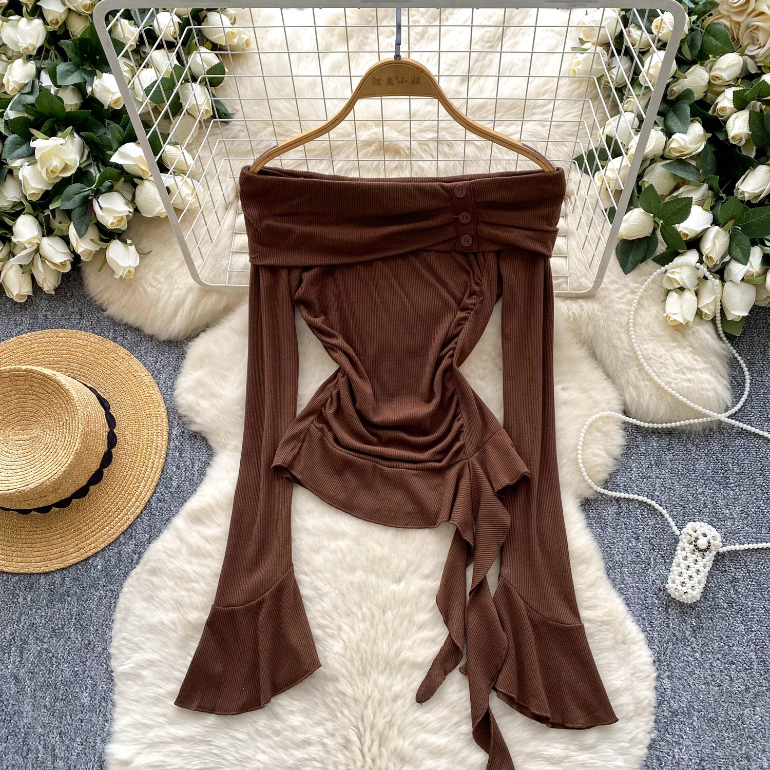 

Винтажная элегантная блузка с длинными рукавами и пуговицами с разрезом на шее, модная рубашка, сладкий топ, сказочная женская рубашка