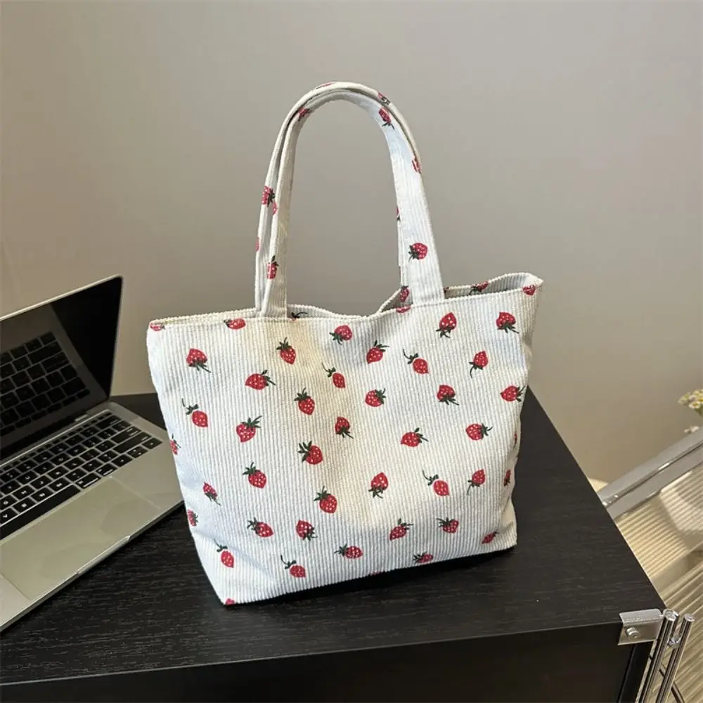 Sacola de morango de grande capacidade para mulheres, bolsa axilas estilo coreano, bolsa de ombro, bolsa de compras