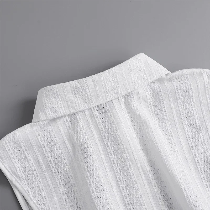 Women Fashion Ruffle Fake Collar Shirts Button-up Stand Lapel Half Shirt Detachable Collar Female Blouses Tops Clothing Ties