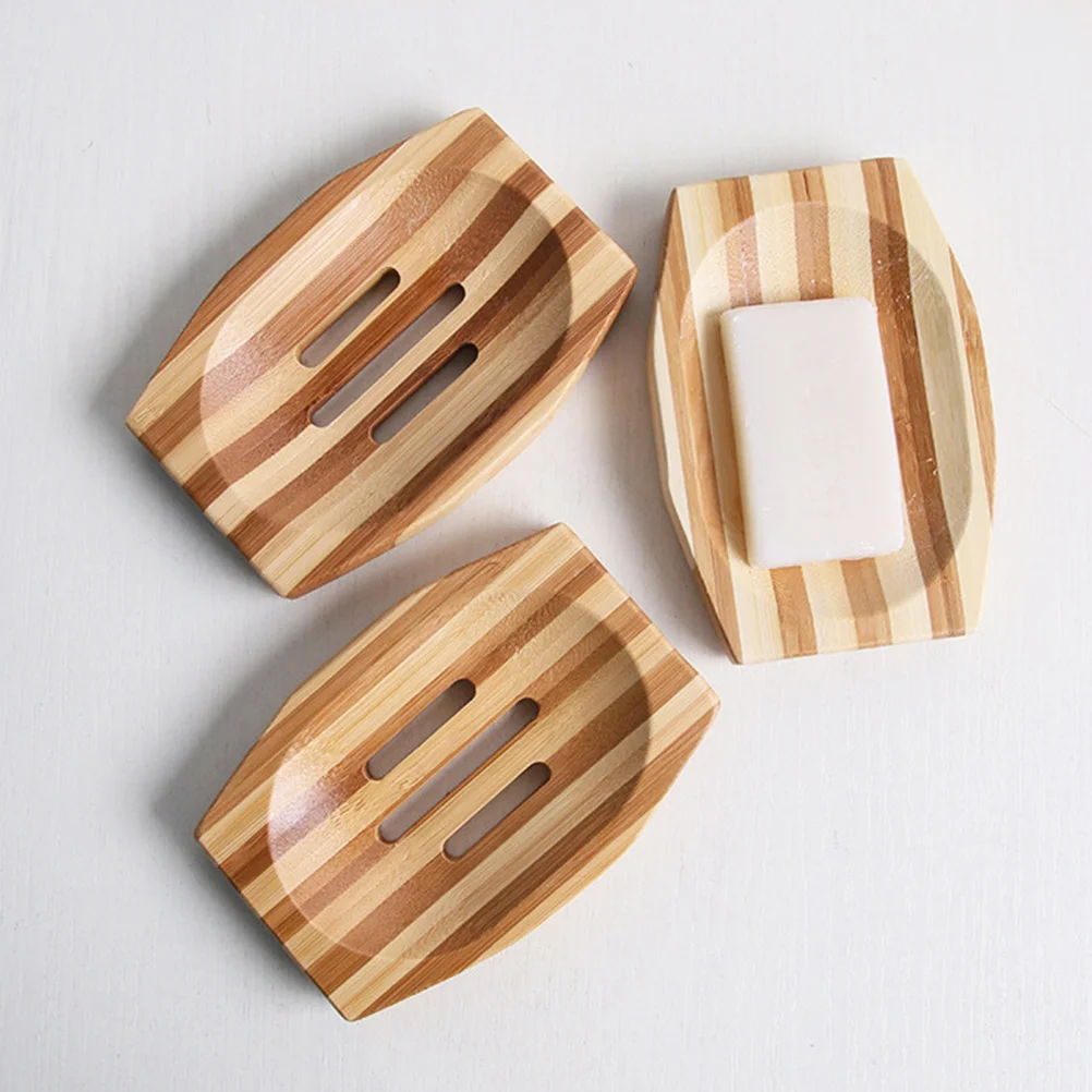 

1pc Bamboo Box Hollow Design Soap Holder For Bathroom Shower Kitchen Easy Clean Non-Deformation Draining Soap