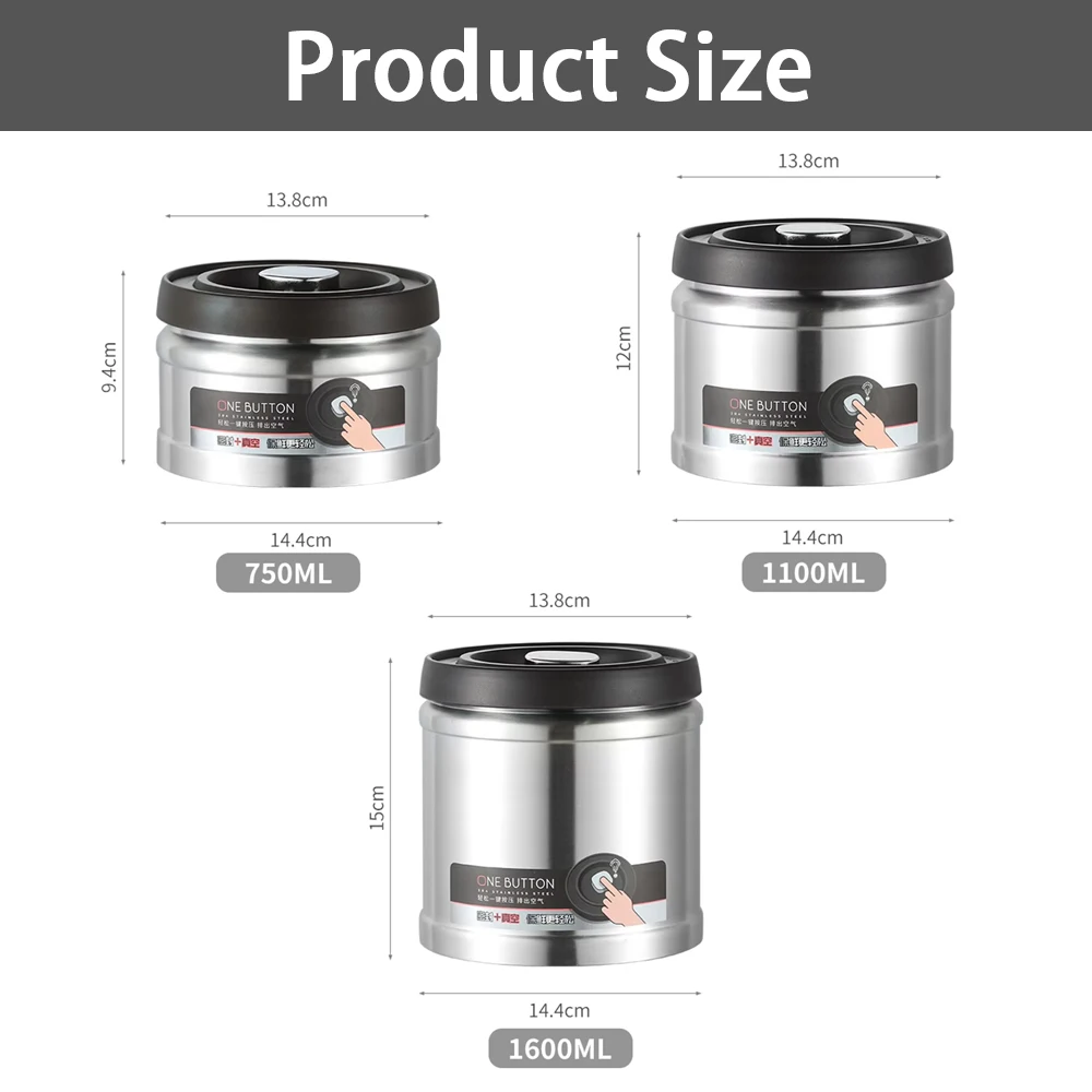 Coffee Beans Vacuum Sealed Jug Stainless Steel Airtight Container Kitchen Food Grains Candy Keep Fresh Storage Jar - image 6
