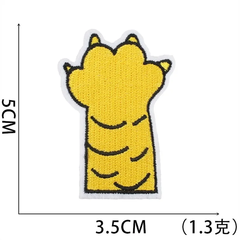 1 pz Patch adesivi ferro sulle toppe per abbigliamento cucito gatto zampa ricamo fusibile Applique Badge borsa decorazione strisce