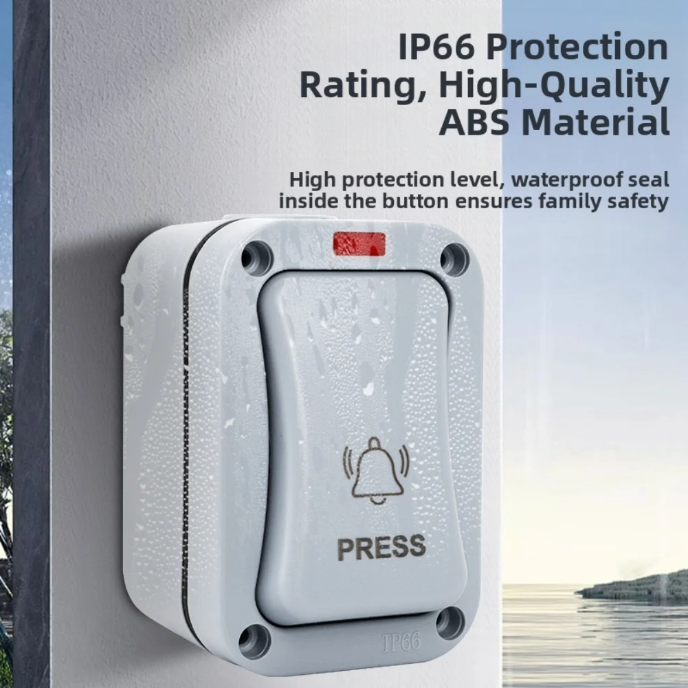 AC250V 20A Doorbell Switch Self-resetting Outdoor IP66 Waterproof Doorbell Control Push-Button Switch Patio-Mounted Switch