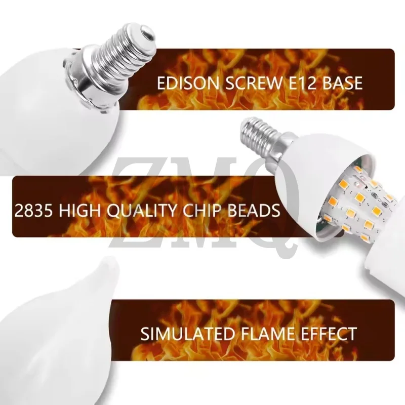 E27 E14 B22 E12 LED لهب لمبة مصباح النار لمبة الذرة الخفقان مصباح ليد تأثير اللهب الديناميكي 3 واط AC110V 220 فولت للإضاءة المنزلية #3