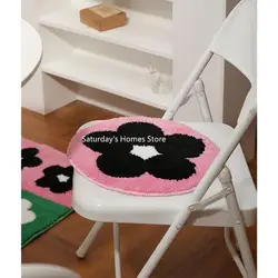 Flower  Geometry Tufted Seat Cushion Soft Loop Fleece Breathable Round Square Chair Mat Cushion Office Sedentary Anti-slip Mats