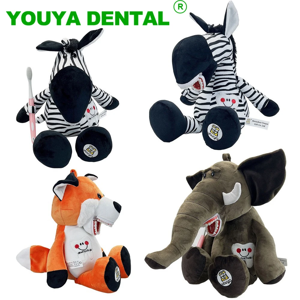 Kids Dental Gifts Plush Dolls Cute Dentistry Plush Toys With Teeth Model Educational Teeth Brushing Learning Demonstration Tool