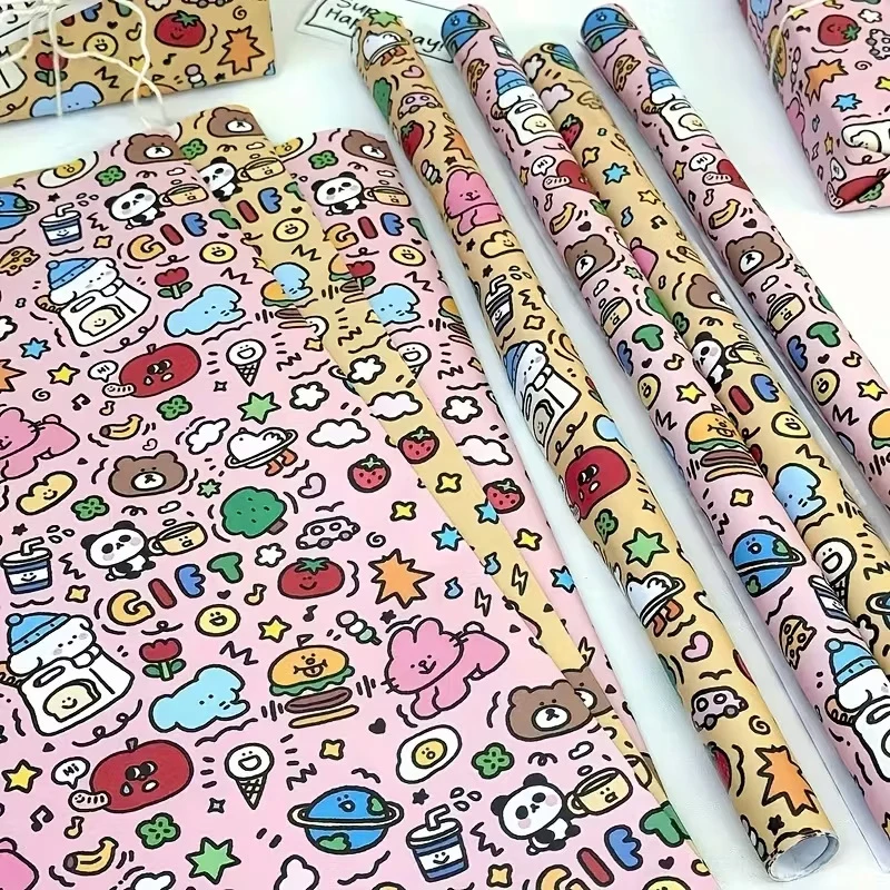 New New 3-Piece Set Of Colorful Graffiti Wrapping Paper Large Paper For Birthdays Christmas Valentine's Day Gifts
