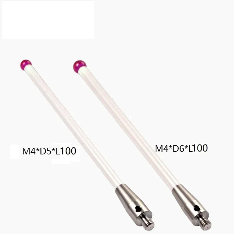 

5/6mm OD M4 L100 Thread Ruby Head Ceramic Styli Rod 3D Three Dimensional Gauge Meter Coordinate Measuring Machine CMM Tip Probe