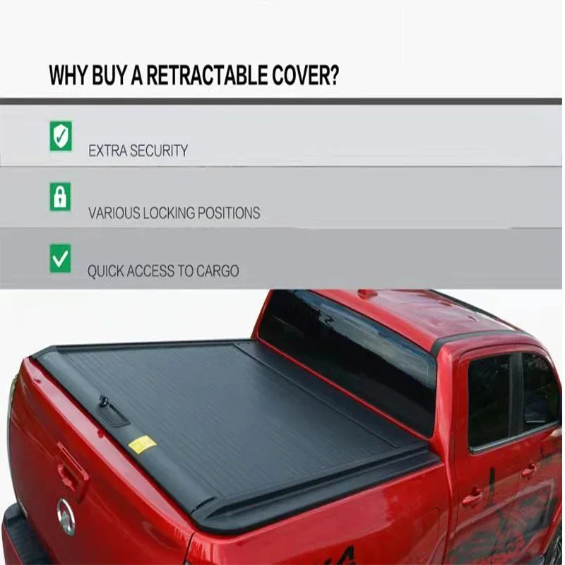 Pickup truck tonneau bed cover for aluminium retractable roller shutter Ford Ranger T6 F150 Colorado Silverado dodge ram 1500