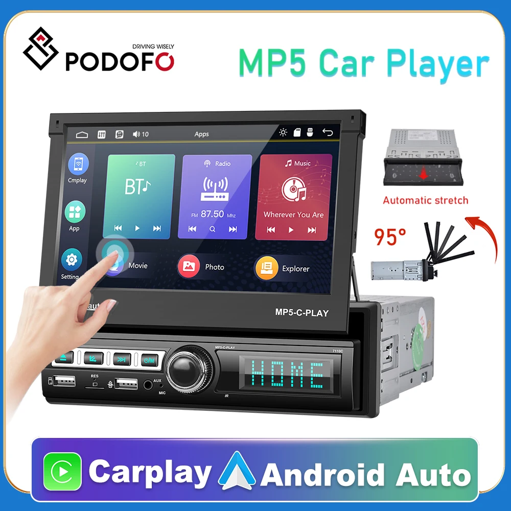 

Podofo 1din CarPlay Android Auto Car Radio 7inch Universal Multimedia Video Player Autoradio Stereo Receiver Head Unit BT FM STW