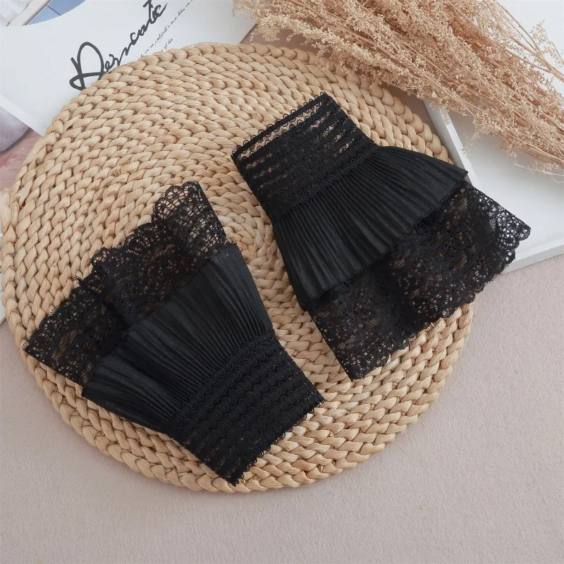 1 Pair Net Lace Trim Floral Lace Accessory Floral Style Small Chic Wind Three-dimensional Lace Decoration on Cuffs Fake Sleeves