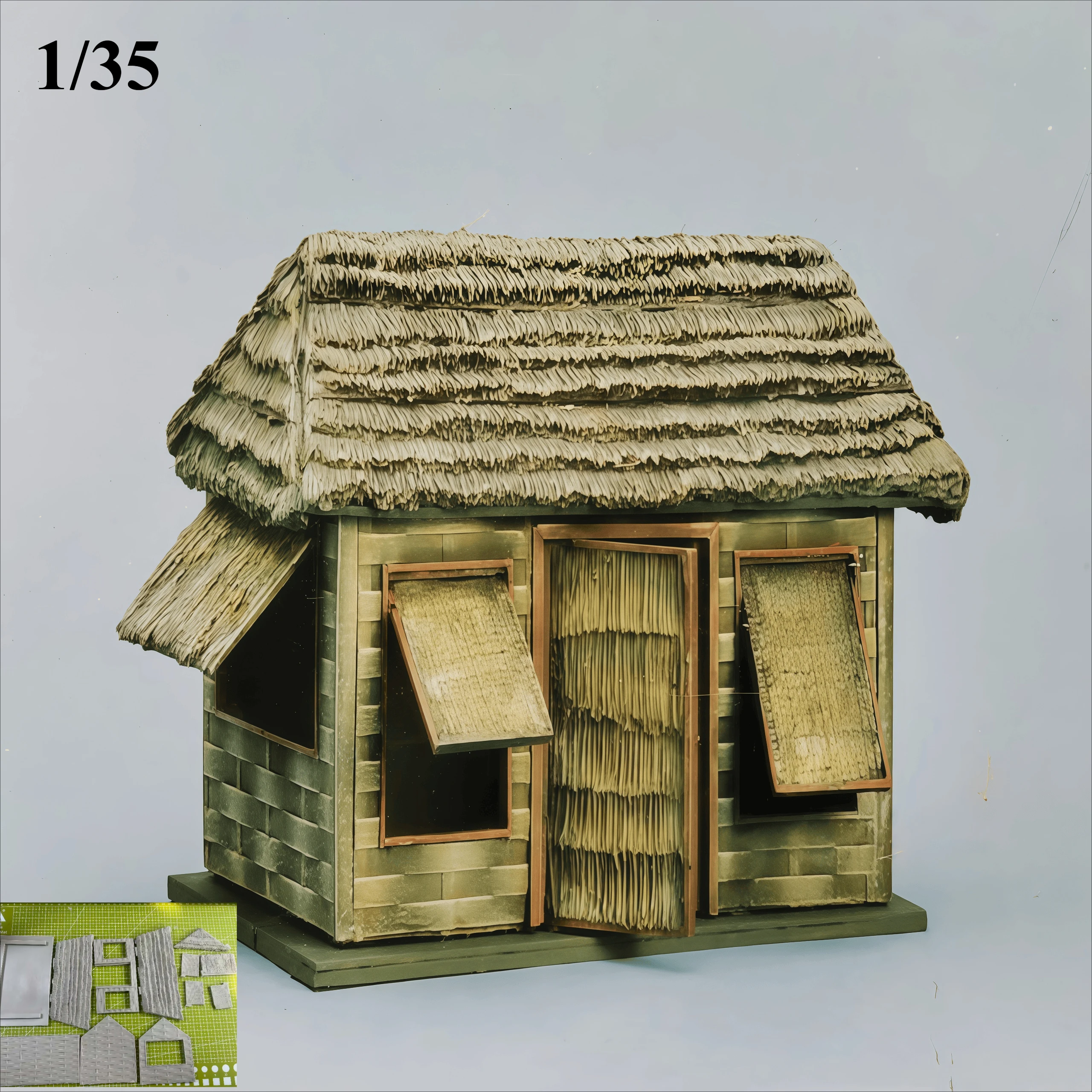 

1/35 Cast Resin Model, Scene Model Making Thatched Roof Building Gk, Uncolored Model
