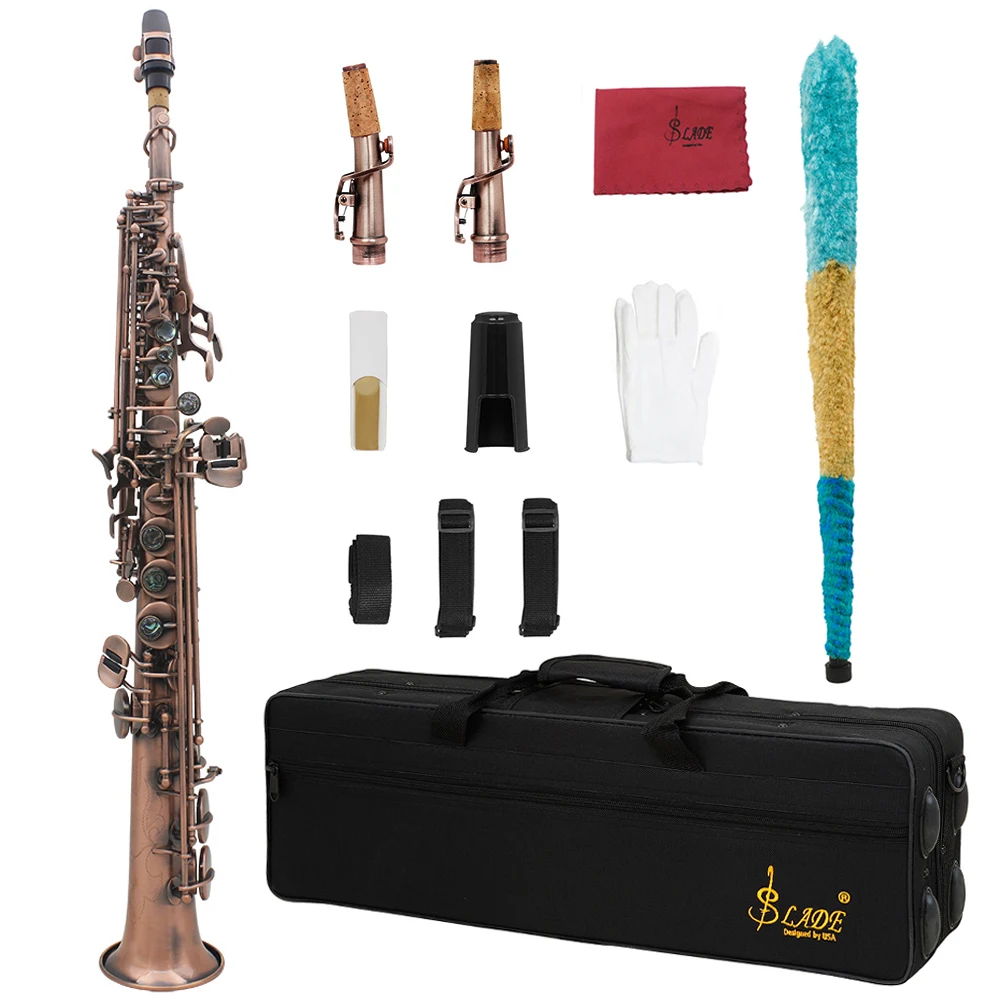 Professional Woodwind Instrument Carved Treble Straight Pipe Saxophone