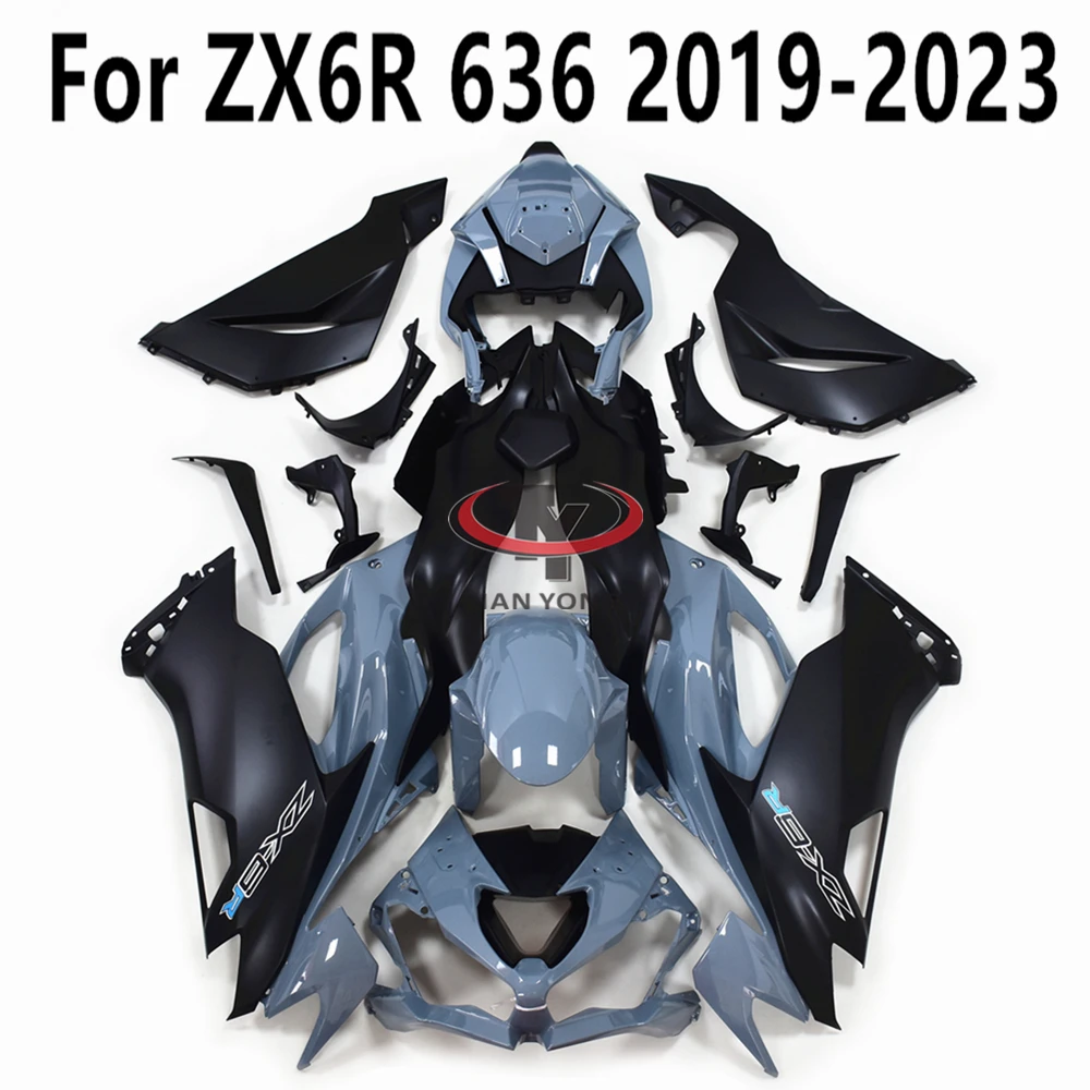 Motorcycle Full Fairing Kit Matte Black Glossy Cement Gray Bodywork Cowling For ZX6R ZX 6R 636 2019-2020-2021-2022-2023