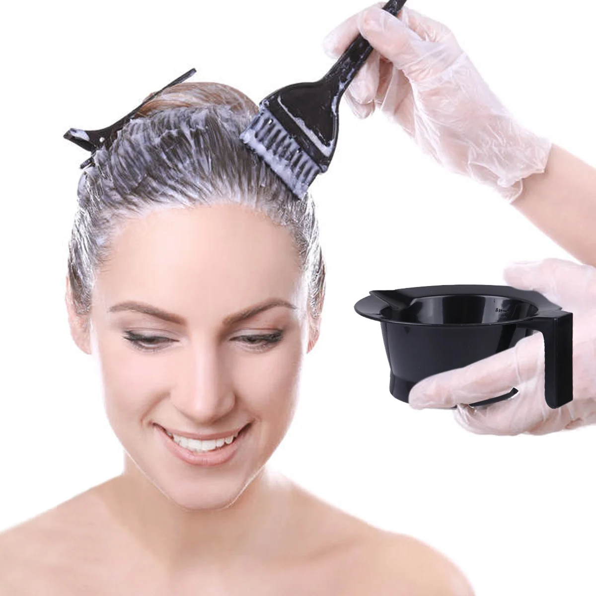 

Hair Dyeing Bowl Plastic Baked Oil Handle Hairdressing Special Tool Dying for Salon Supplies Measuring Cups