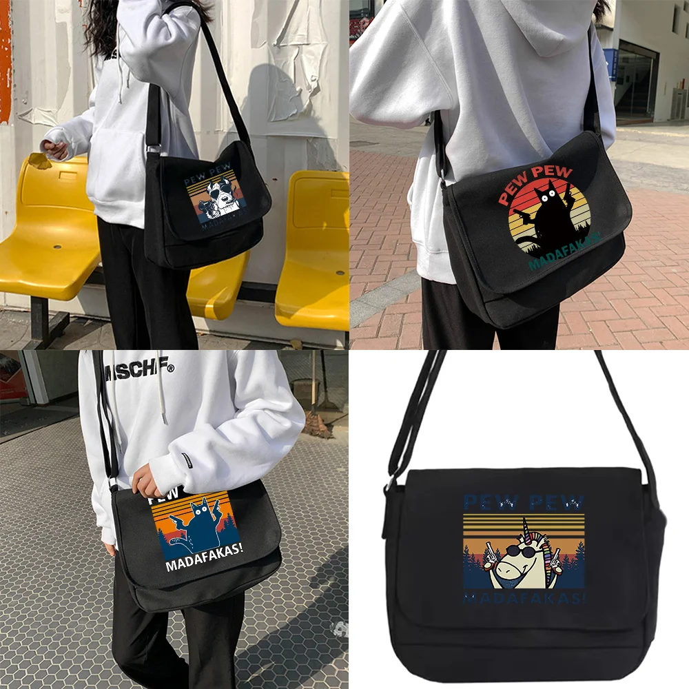 

Crossbody Bag Canvas Shoulder Bags Diagonal Bag Youth Satchel Women Messenger Bags School Envelope Pouch Pew Pattern