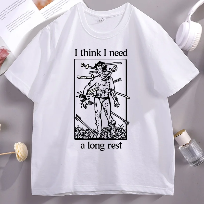 I Think I Need A Long Rest T Shirt Graphic Tee Funny Printed Tshirt Short Sleeve Round Neck T-shirts women Clothes