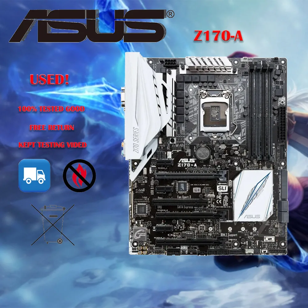 

Материнская плата Asus Z170-A для настольных ПК Z170 с разъемом LGA 1151 i7 i5 i3 DDR4 64 ГБ SATA3 USB3.0 ATX