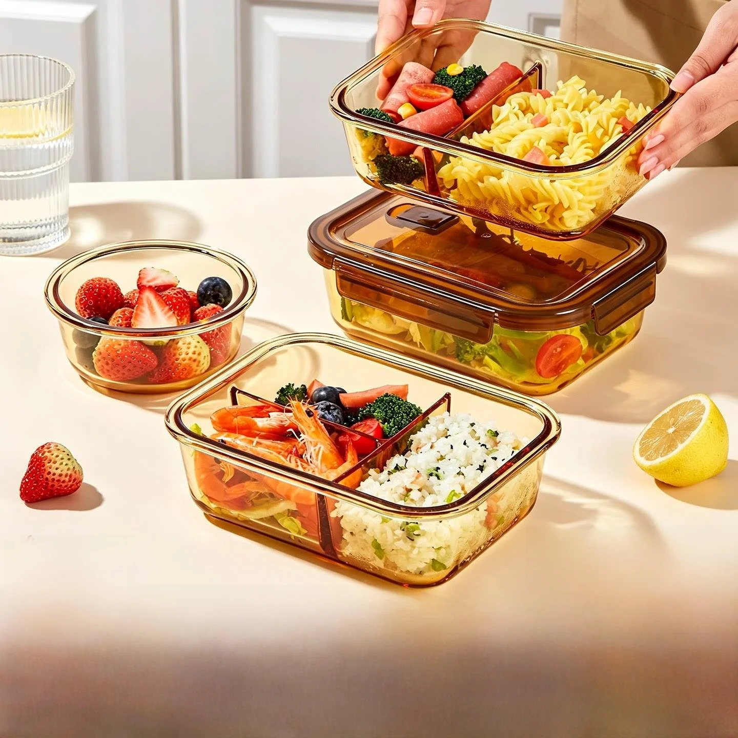 microwave-safe-glass-lunch-box-sealed-preservation-container-with-dividers-for-office-workers-portable-meal-container