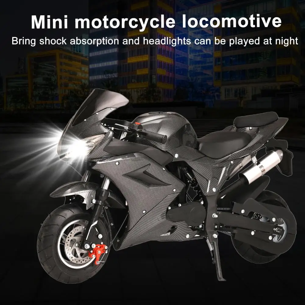 49cc 4-Stroke Pocket Rocket Motorcycle, Mini Gas Pocket Motorbike with Front Rear Disc Brakes, Racing Max Speed 25MPH