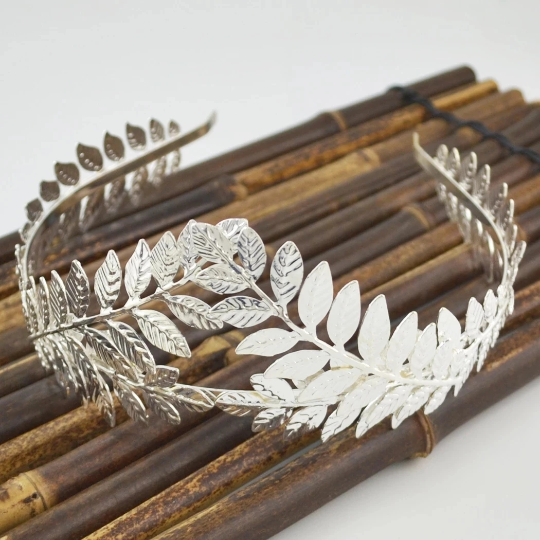 Greek Roman Goddess Olive Leaf Metal Headbands Headdress Bride Tiara Wedding Accessories Miss Universe Girl\'s Crown Head Jewelry