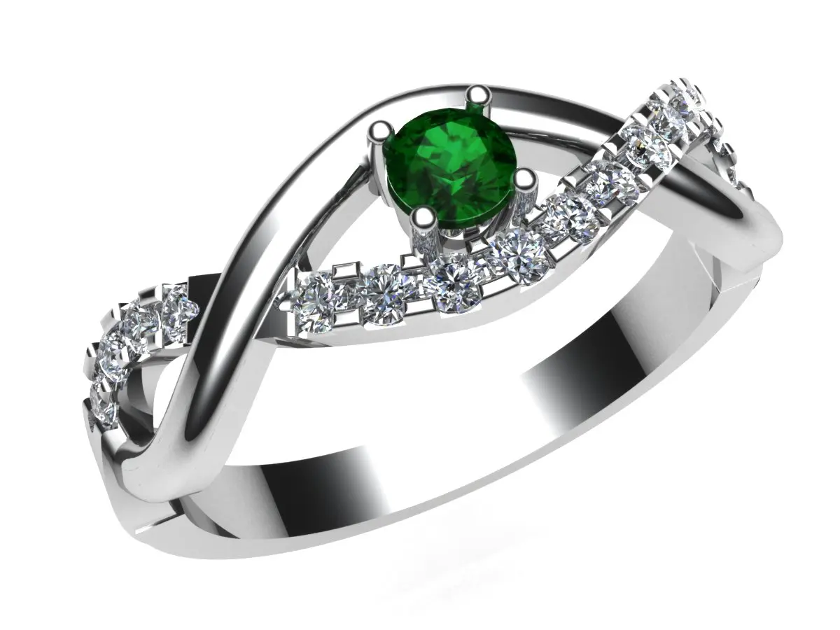 950 Silver Infinite Ring With Zirconia And Synthetica Emerald