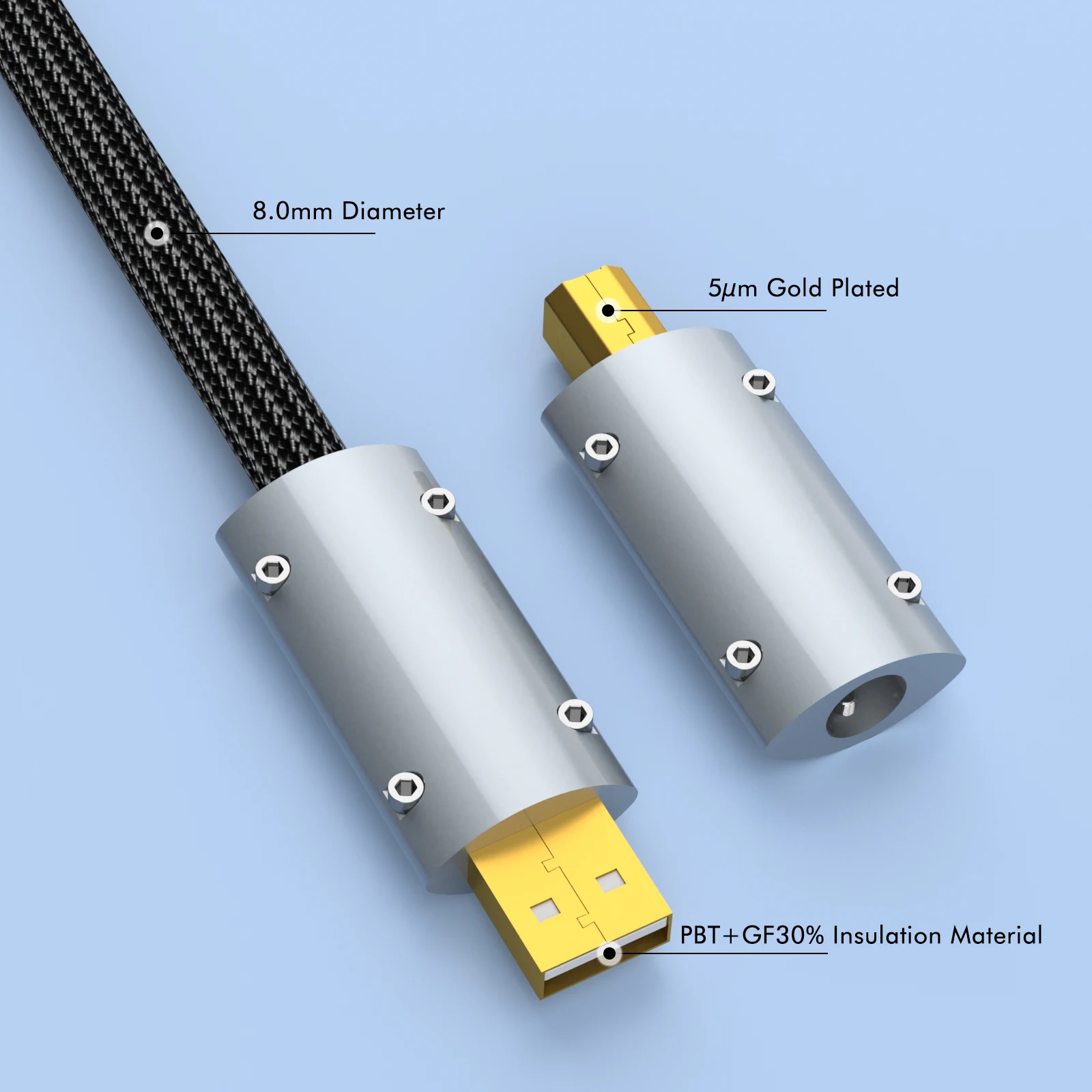 Monosaudio HI-END USB2.0 OTG USB Plug Connector Type A B HiFi DIY DAC USB Cable 24K Gold Plated plug For Laptop Portable Player