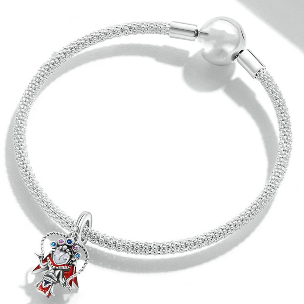

S925 Silver Sichuan Opera Pendant Bracelet Charm Jewelry Making Supplies Rust Resistant Elegant Accessories Gift